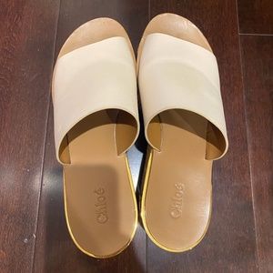 Chloe Women's Camille Leather Wedge Sandals